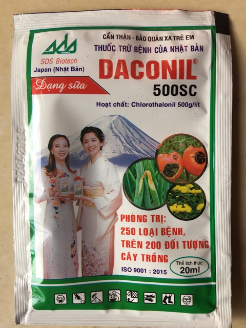 Thu ốc trừ bệnh Daconil 500SC trị vàng lá, thán thư 20ml/ gói