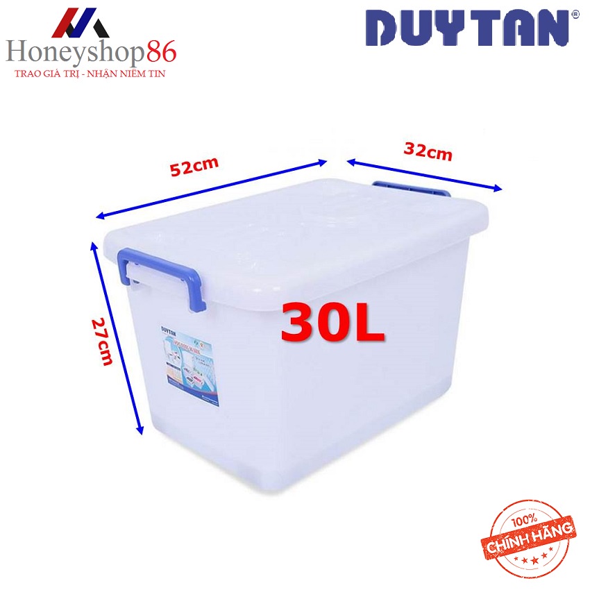 Thùng Nhựa vuông 30 lít Duy Tân No.750 (52  x 32  x 27.5 cm)- có bánh xe HONEYSHOP86