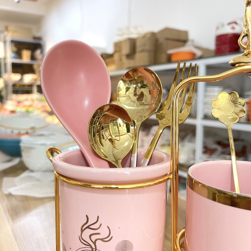 Thìa cơm, muôi canh gốm sứ Bộ Bát đĩa Decor siêu đáng yêu cao cấp Muôi sứ cực xinh yêu.
