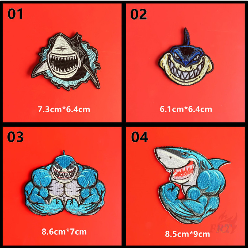 ☸ Sticker Ủi Thêu Hình Cá Mập ☸ 1 Huy Hiệu Ủi Thêu Hình Động Vật Biển