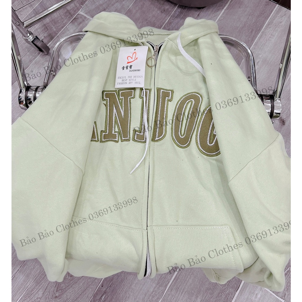 Khoác Nỉ Mũ 2 Lớp Dáng Rộng Nam Nữ Chữ En Unisex Khoác Mũ Rộng