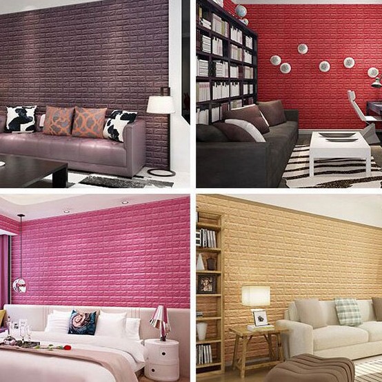 Combo 40 Tấm Xốp dán tường giả gạch 3D - Khổ lớn 70x77cm