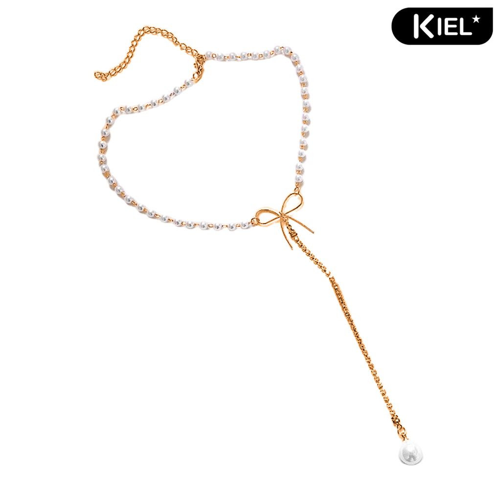 Kiel 💎Necklace Bow-tie Design Easily Match Copper Fashion Faux Pearl Necklace