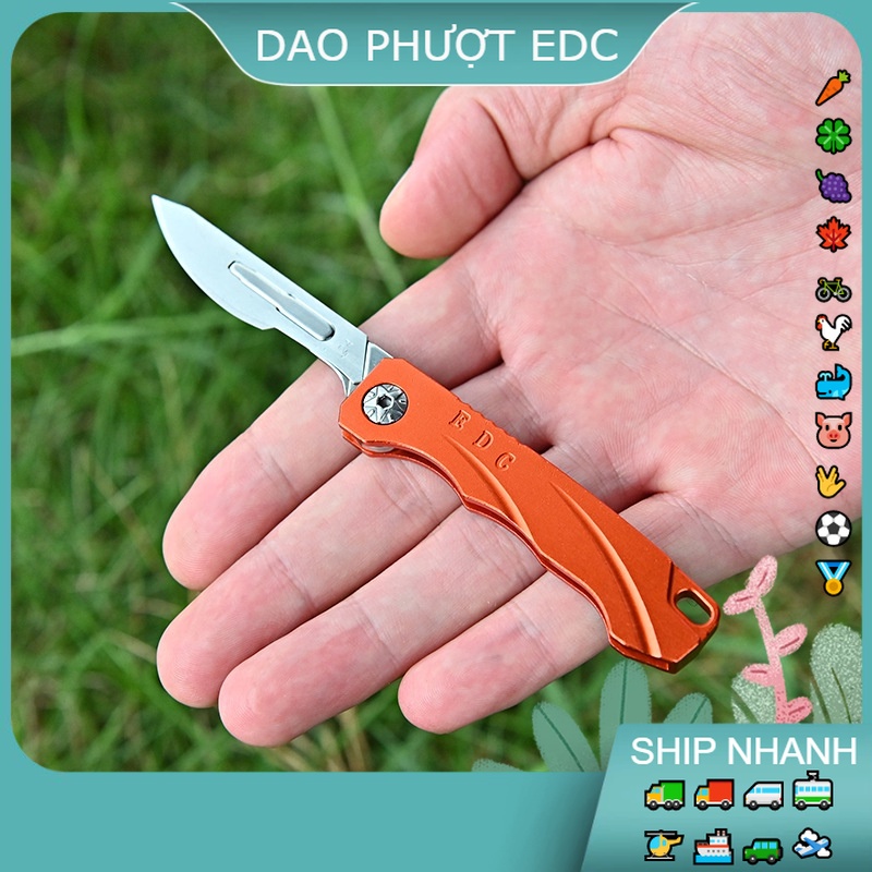 Dao Phượt Gấp Mini - Treo Chùm Chìa Khóa - Có Lưỡi Phụ Đi Kèm