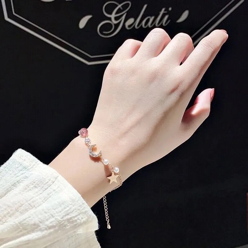 Vòng đeo tay mặt trăng và ngôi sao phong cách hàn quốc cổ điển dành cho nữ