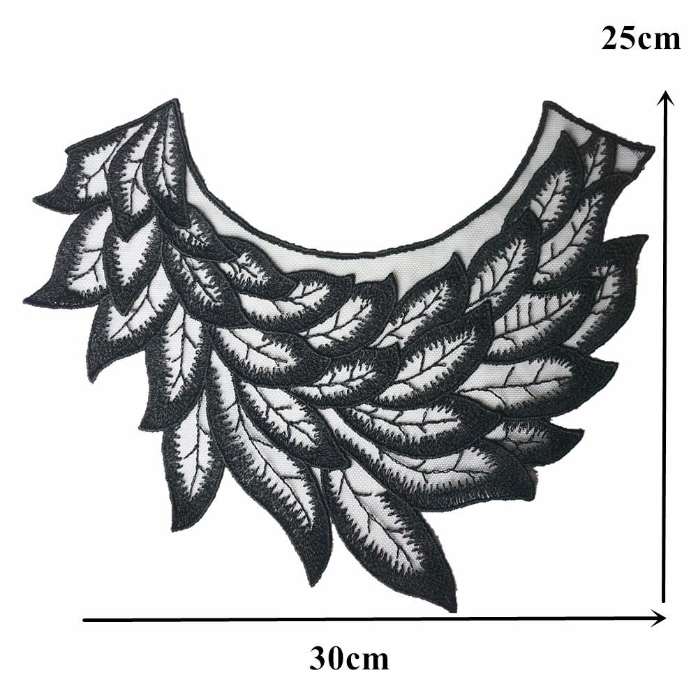 Đen Miếng Vải Ren Thêu Hoa Trang Trí Cổ Áo Cho Cô Dâu