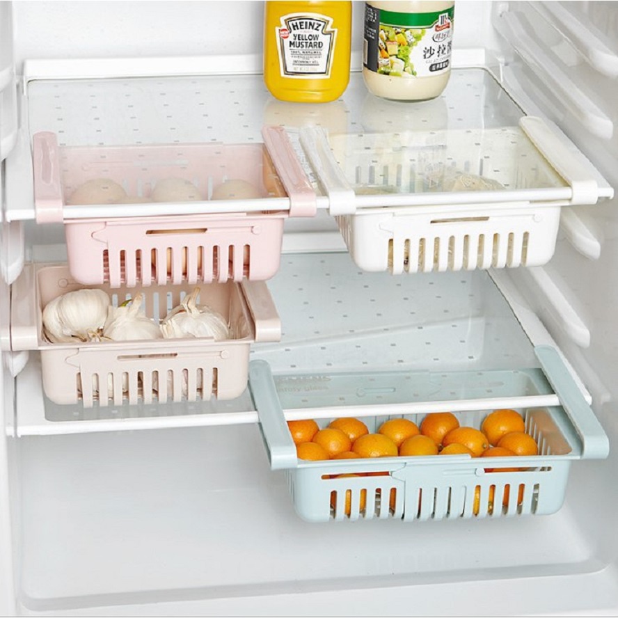 Giá rổ nhựa gấp gọn dễ điều chỉnh tiết kiệm không gian tủ kệ - tủ lạnh MMS 101224