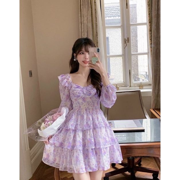 MẪU HOT-Đầm xòe voan hoa tầng phong cách ngọt ngào