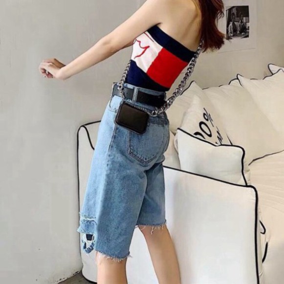 Quần Ngố BIG SIZE- LƯNG CAO - PHOM EO TO - Rách không co giãn