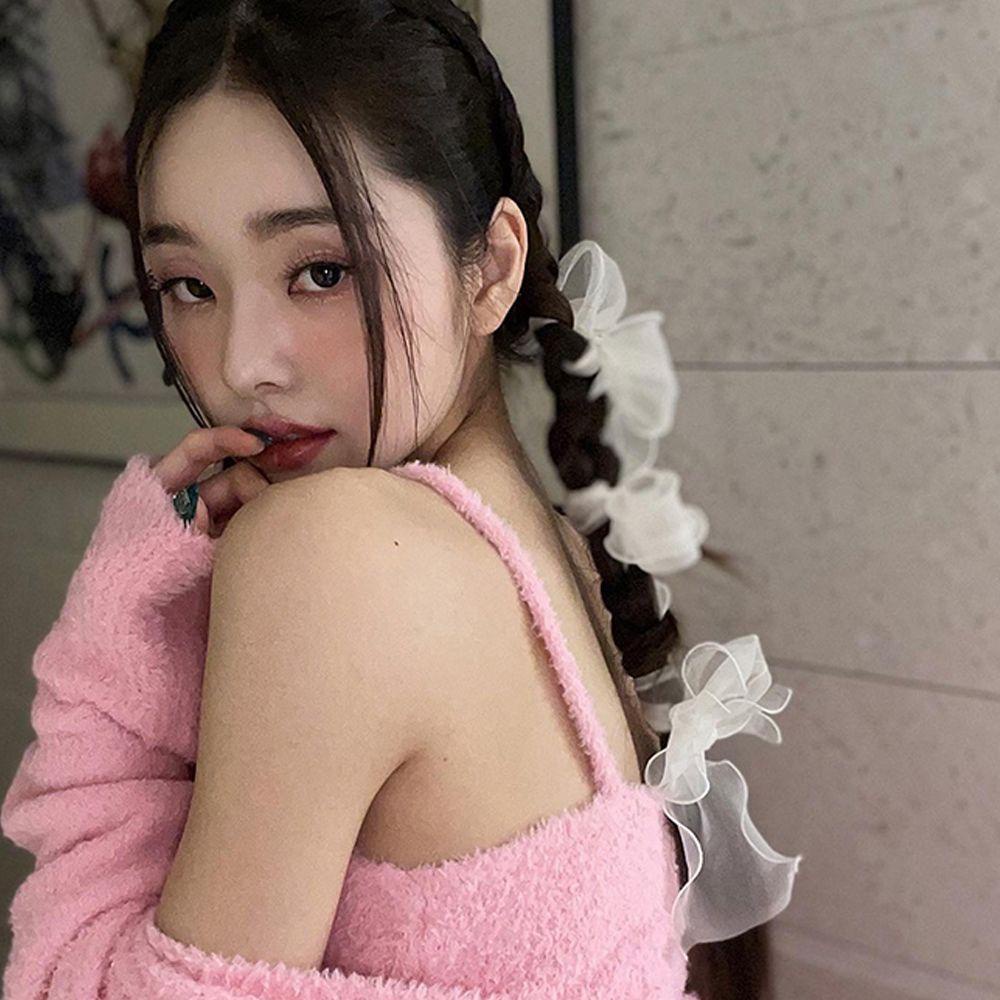 Bộ 8 Kẹp Tóc Nơ Phối Lưới Màu Trơn Ngọt Ngào Cho Nữ