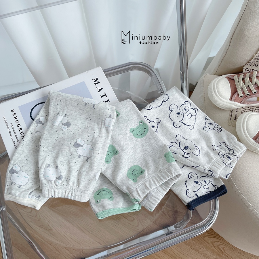Bộ đồ dài tay quần dài thu đông cho bé trai/gái chất liệu 100% cotton thun lạnh, miniumbabyfashion SB1261