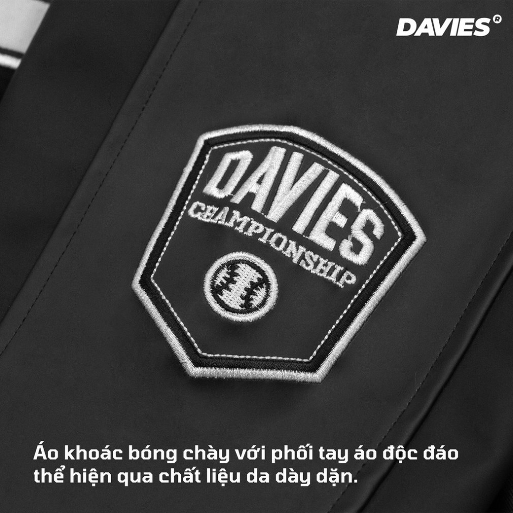 Áo khoác bomber bóng chày thêu chữ Davies brand - Leather Varsity Jacket Baseball Academy Bomber