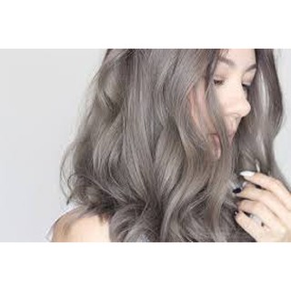 Nhuộm màu xám tro sáng  9.1 kèm kem trợ nhuộm + bao tay