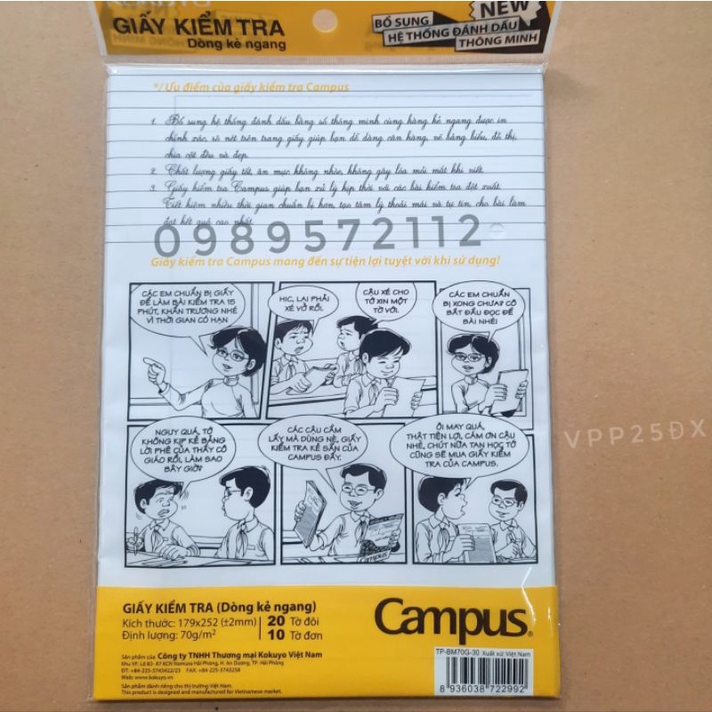 Giấy kiểm tra campus cấp 1,2.