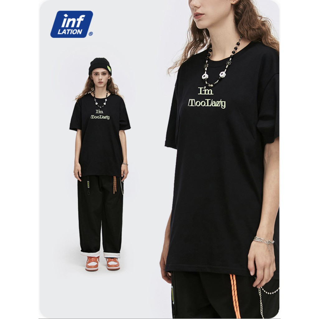 ⚡FREE SHIP⚡Áo Thun Tay Lỡ Giản Dị I'M TOO LAZY Form  Rộng UNISEX Dễ Phối Đồ Với Mọi Người UNISEX InFlation Shop