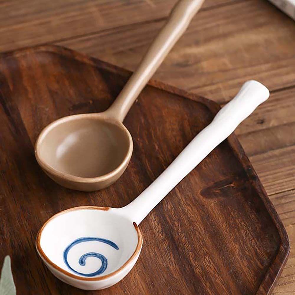 Muỗng Ăn Kem / Súp Bằng Sứ Màu Ngà Dễ Thương Tiện Dụng Cho Nhà Bếp