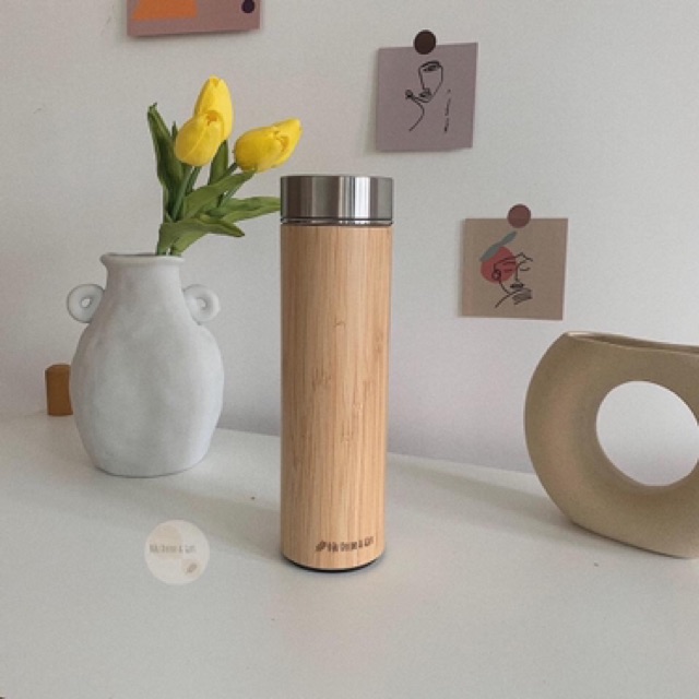 Bình giữ nhiệt inox vỏ tre