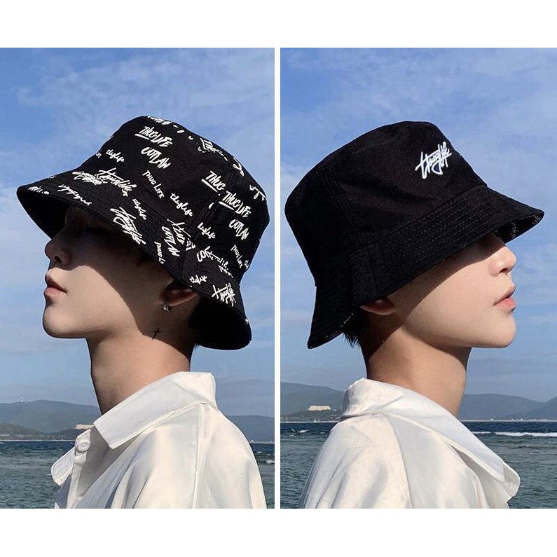 Nón bucket  Mũ snapback thời trang 2 Mặt Nhật Hàn phong cách hiphop Unisex