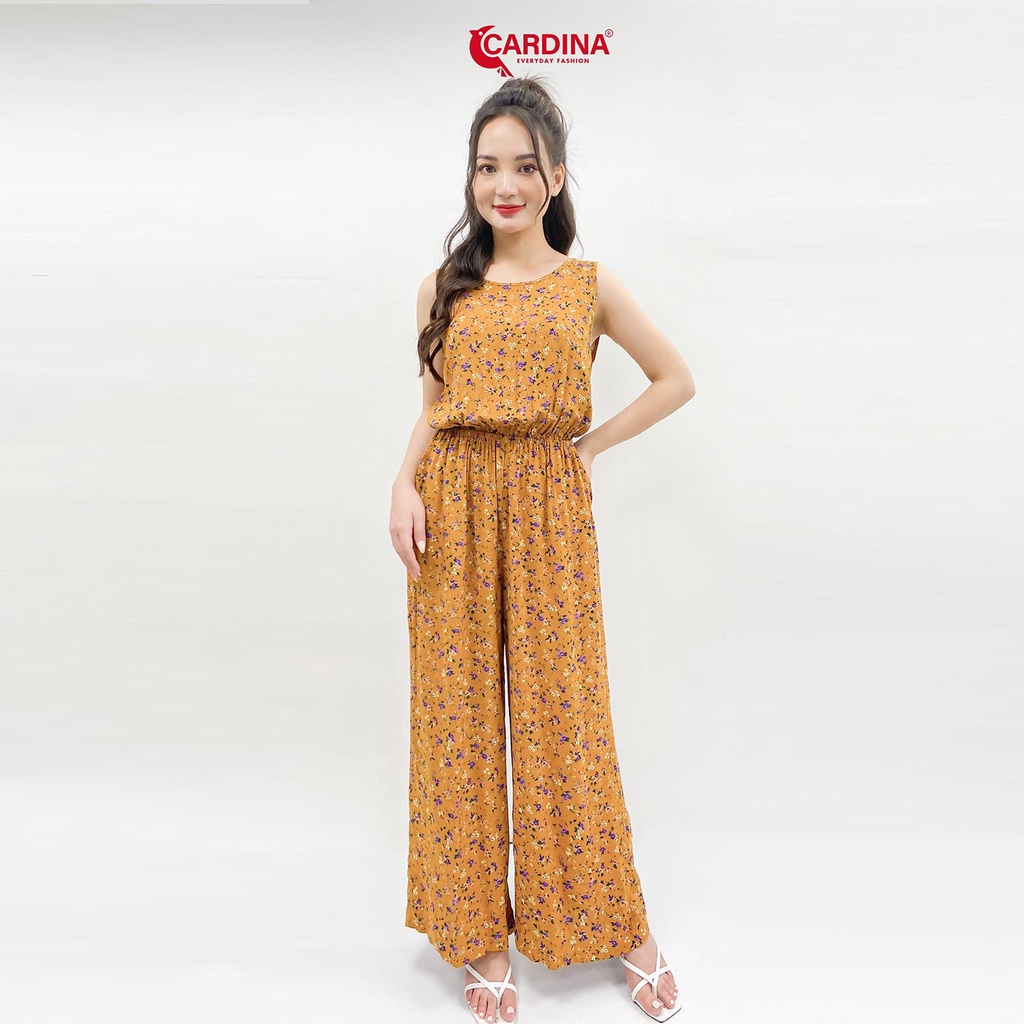 Đồ Bộ Nữ 𝐂𝐀𝐑𝐃𝐈𝐍𝐀 Chất Lanh Tre Cao Cấp Jumpsuit Áo Sát Nách Liền Quần Họa Tiết 2JL25