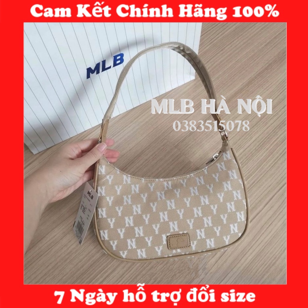 Túi kẹp nách chính hãng MLB Túi xách nữ Monogram Jacquard Hobo New York Yankees