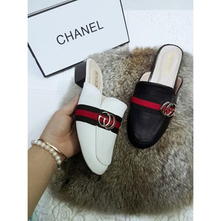 Dép sục da viền kẻ ngang