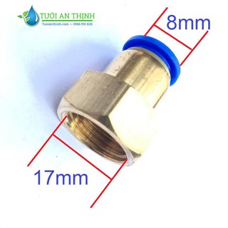 Đầu nối đồng ren trong 17mm ra ống 8mm