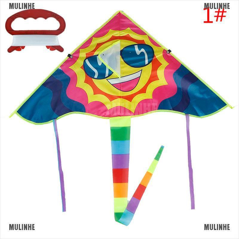 1 Bộ Diều Bay Thể Thao Ngoài Trời Hình Mặt Cười 80 * 45cm Tay Cầm 50m