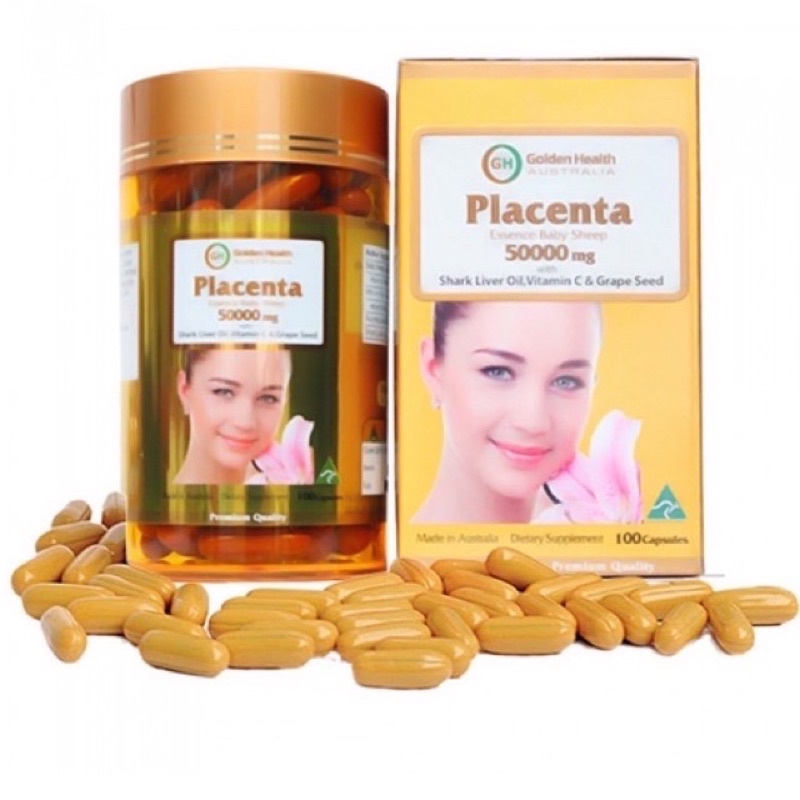 Nhau thai cừu Placenta Golden Healthy 50000mg 100 Viên - DATE XA