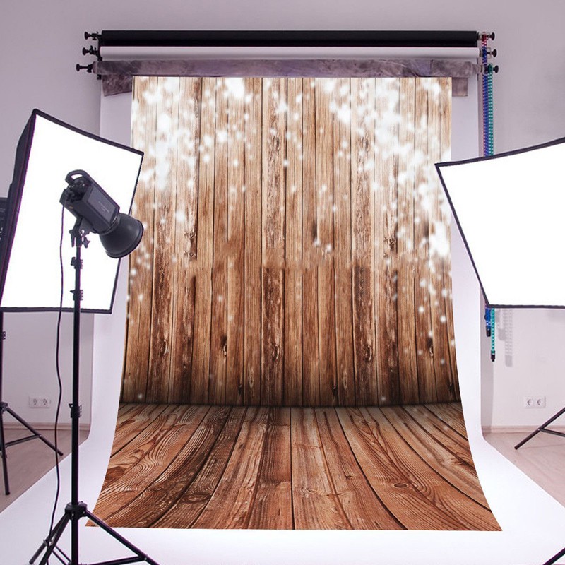 Phông nền chụp ảnh trong studio bằng vải họa tiết vân gỗ kích thước 5*7FT