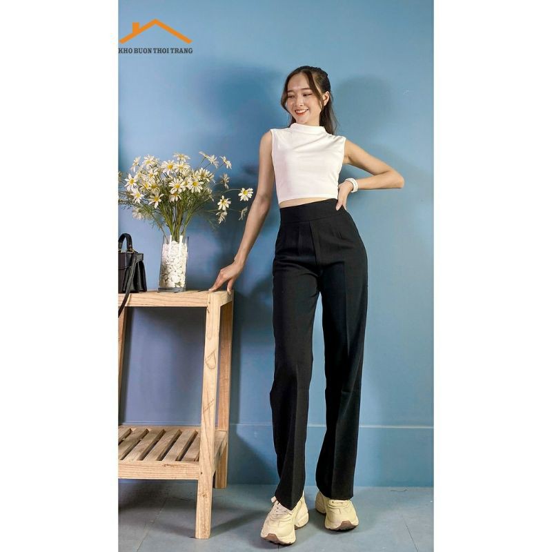Quần ống suông khóa sườn 🔸SIÊU HOT🔸 quần nữ ống rộng, chất vải tuyết mưa dày dặn, đứng vải | BigBuy360 - bigbuy360.vn
