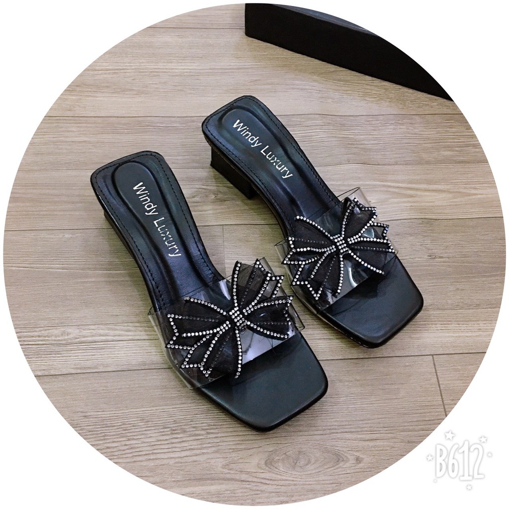 DÉP NỮ THỜI TRANG NƠ THẮT DA MỀM ÊM CHÂN