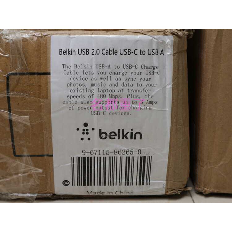 Cáp sạc USB A to Type C Belkin (Chính hãng) - hỗ trợ sạc nhanh 3A - 480Mbps