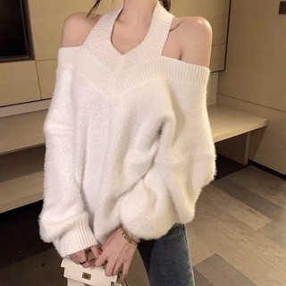 áo len lông hở vai