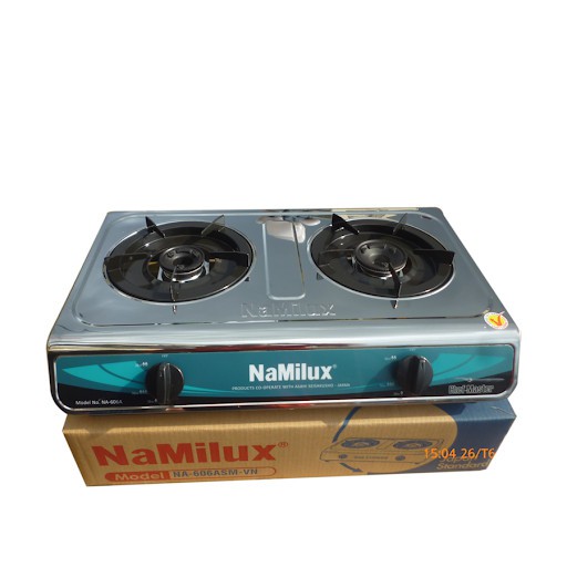 Bếp gas đôi Namilux NA-606ASM ✅ Mặt bếp inox không gỉ, Lửa Xanh, Bảo hành 2 Năm