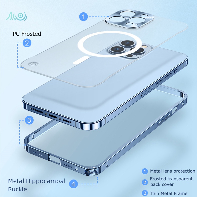 Ốp Điện Thoại Kim Loại Từ Tính Trong Mờ Dành Cho Iphone 14 Pro max 13 Pro max 14 Plus 13