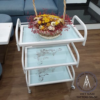 [Bán giá gốc] Xe Đẩy, Kệ Spa 3 Tầng Kính