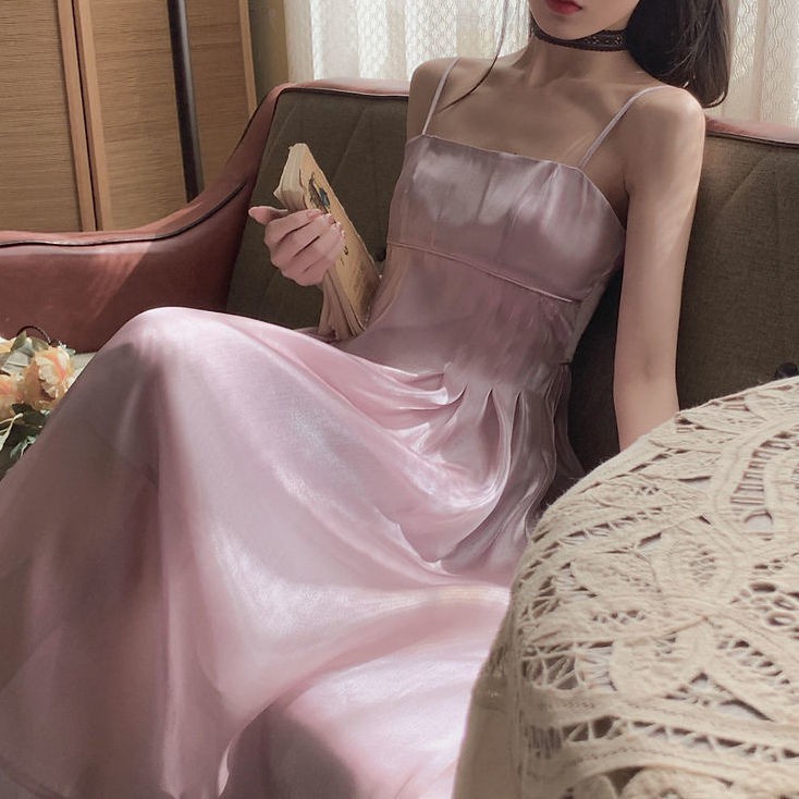 Mối tình đầu dịu dàng váy treo trắng khí chất mới mùa hè 2021 váy cổ tích cạp cao nữ đầm dài trung bình | BigBuy360 - bigbuy360.vn