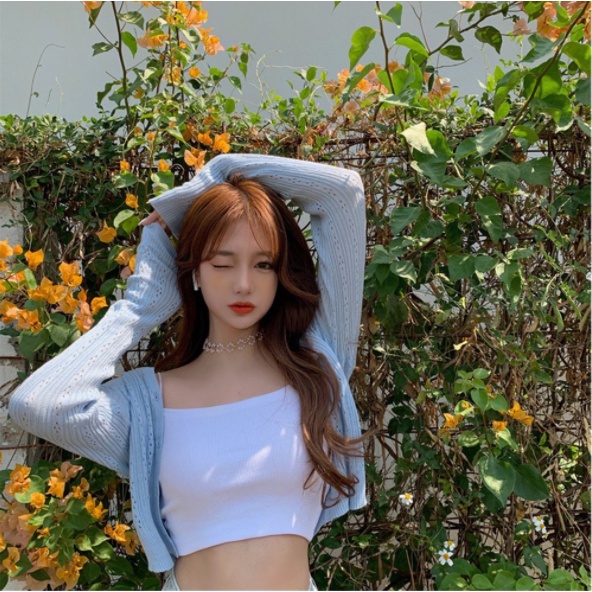 Áo croptop 2 dây sợi bún thun gân - Áo hai dây Croptop kiểu Sexy body dáng ôm nữ Mùa Hè