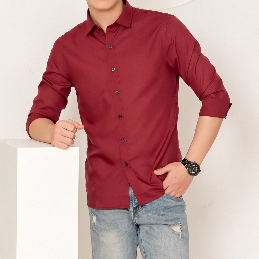 Áo sơ mi nam gấp hộp cao cấp. Chất vải cotton silk loại 1 chống nhăn, mềm mịn và cực mát, không bai không xù. M-4XL | BigBuy360 - bigbuy360.vn