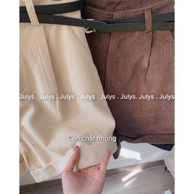 Quần short nhung ống rộng kèm đai JULYS STORE (ảnh thật shop chụp kèm video cận chất) | BigBuy360 - bigbuy360.vn