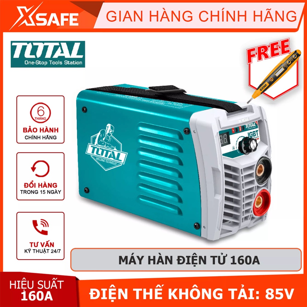 Máy hàn điện tử TOTAL TW21606 Thiết bị hàn Inverter MMA 85V Điện áp ra tối đa 160A Kích thước que hàn 1.6-4.0mm