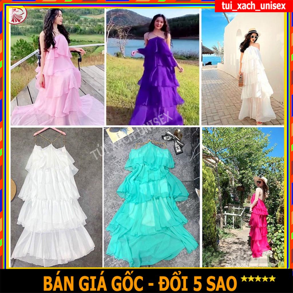 SIÊU HÓT 2023  MAXI 5 TẦNG - VÁY VOAN - ĐẦM CỔ YẾM DÂY XÍCH ĐI BIỂM DỰ TIỆP DÁNG DÀI