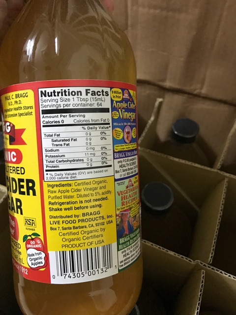 GIẤM TÁO HỮU CƠ BRAGG 473 CỦA USA DATE 2028