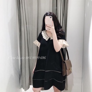 ( Ảnh thật + Video ) Váy suông đuôi cá xếp ly kem