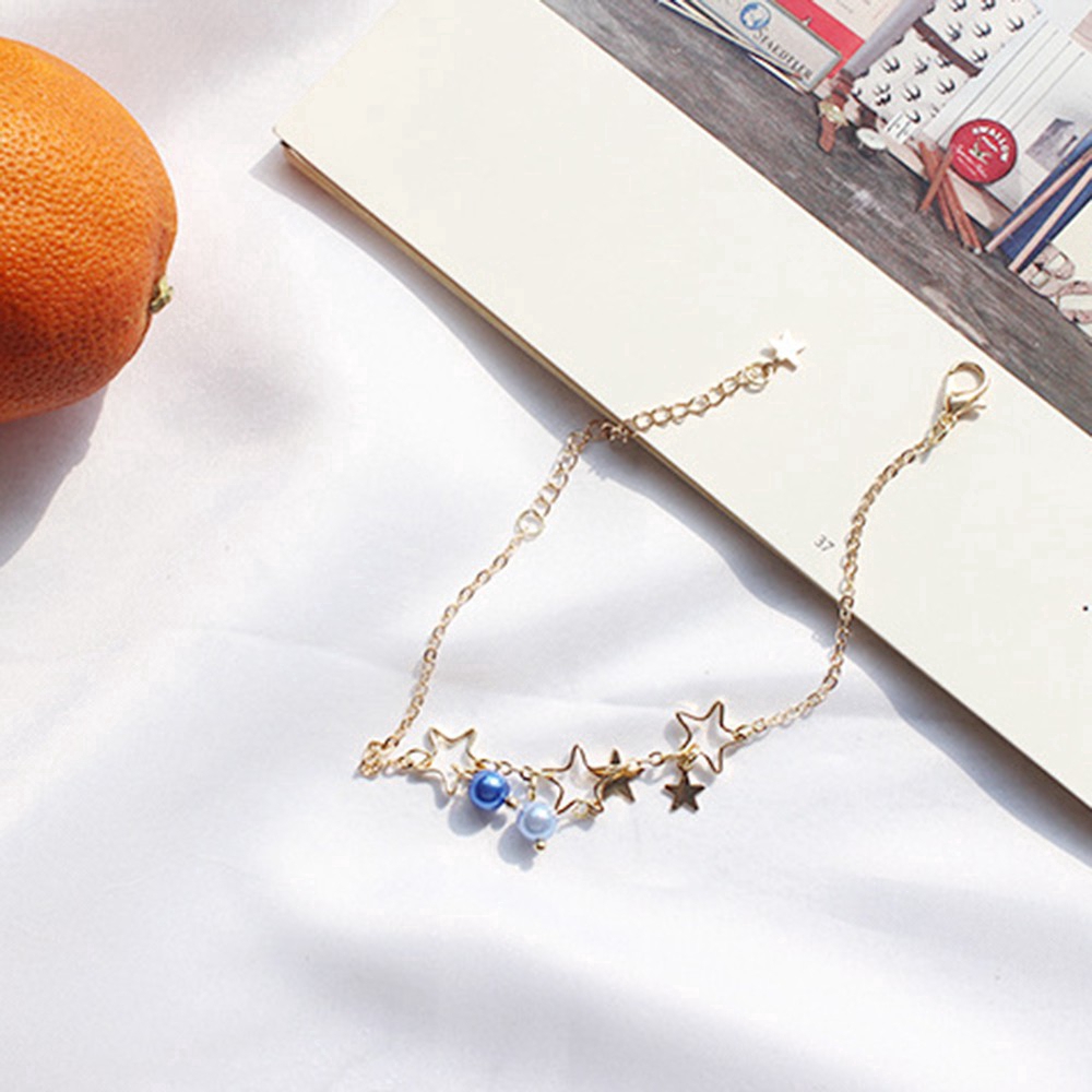 Cod In Stock New Korean Gold Hollow Star Chic Chain Pendant Bracelet Bangle Jewelry Elegant Gifts