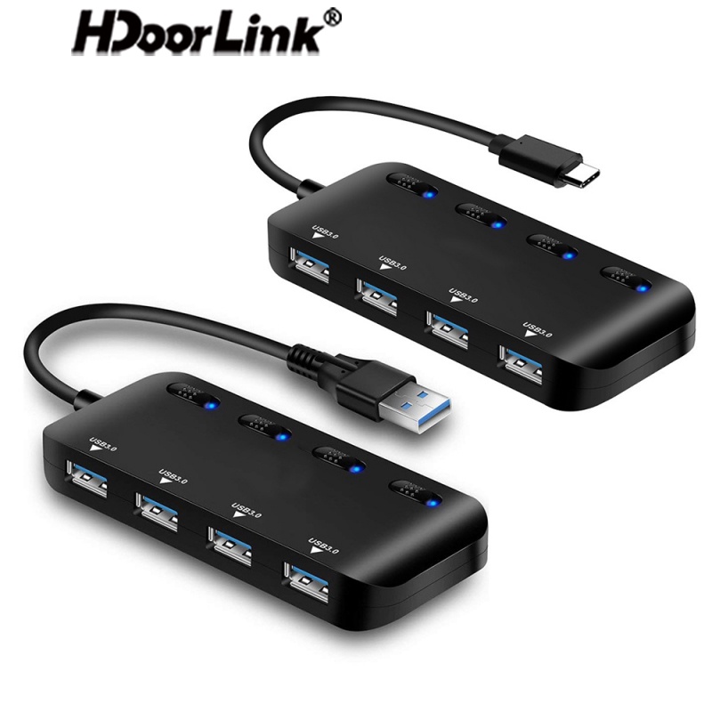 Hub chia 4 cổng USB 3.0 HDOORLINK tốc độ cao siêu mỏng cho Laptop laptop táo