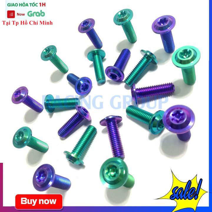 Ốc Gr5 Siêu Cứng Màu Titan &amp; Lục Bảo Gắn Gác Chân (Giá 1 Con)
