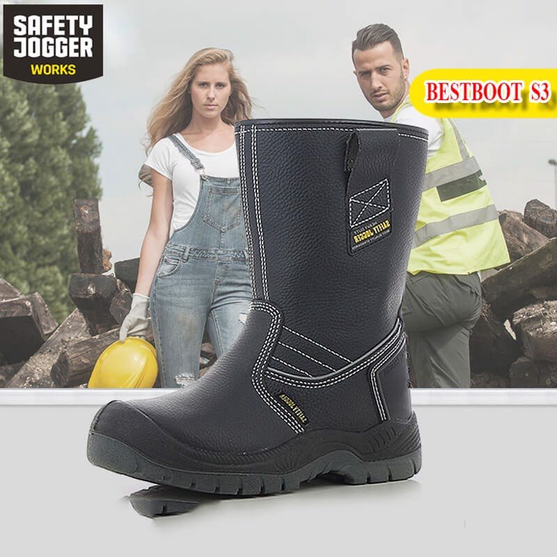Ủng bảo hộ nam Jogger Bestboot S3 Đế Sắt Mũi thép - cấu tạo từ da xịn sử dụng tố trong môi tường kho lạnh - Thinksafe
