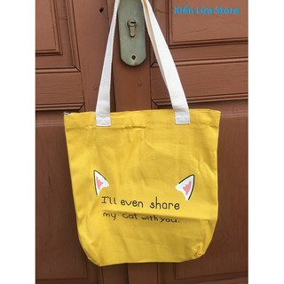 (THÍCH LÀ CLICK)Túi Tote Vải Canvas Đeo Chéo Thời Trang Dành Cho Nữ
