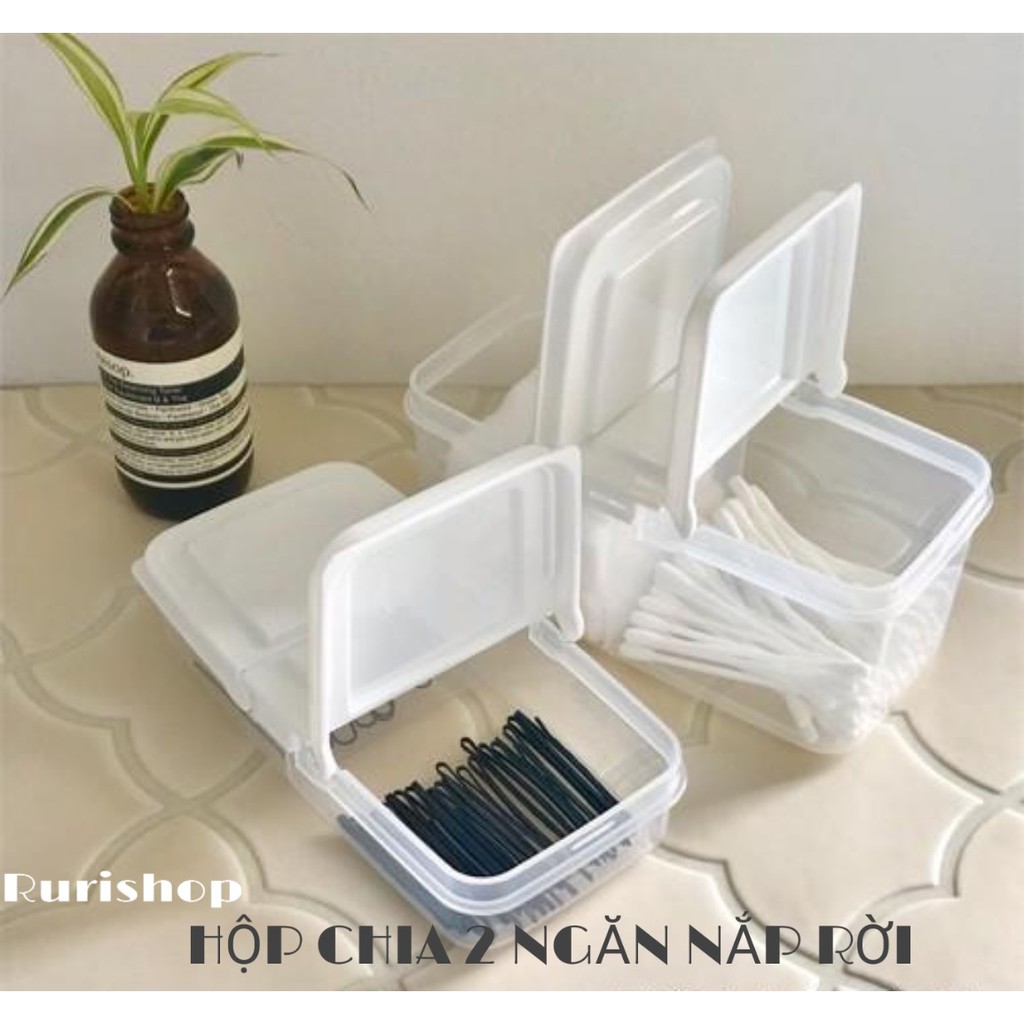 Hộp chia 2 ngăn nắp rời hàng Nhật (cỡ to, nhỏ)